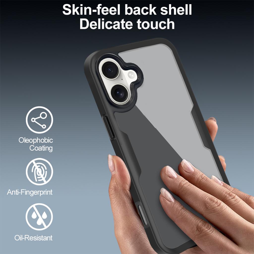 Для iPhone 16 Plus Чехол Акрил+ТПУ Прозрачный Чехол для телефона с ПЭТ Защитной пленкой для экрана