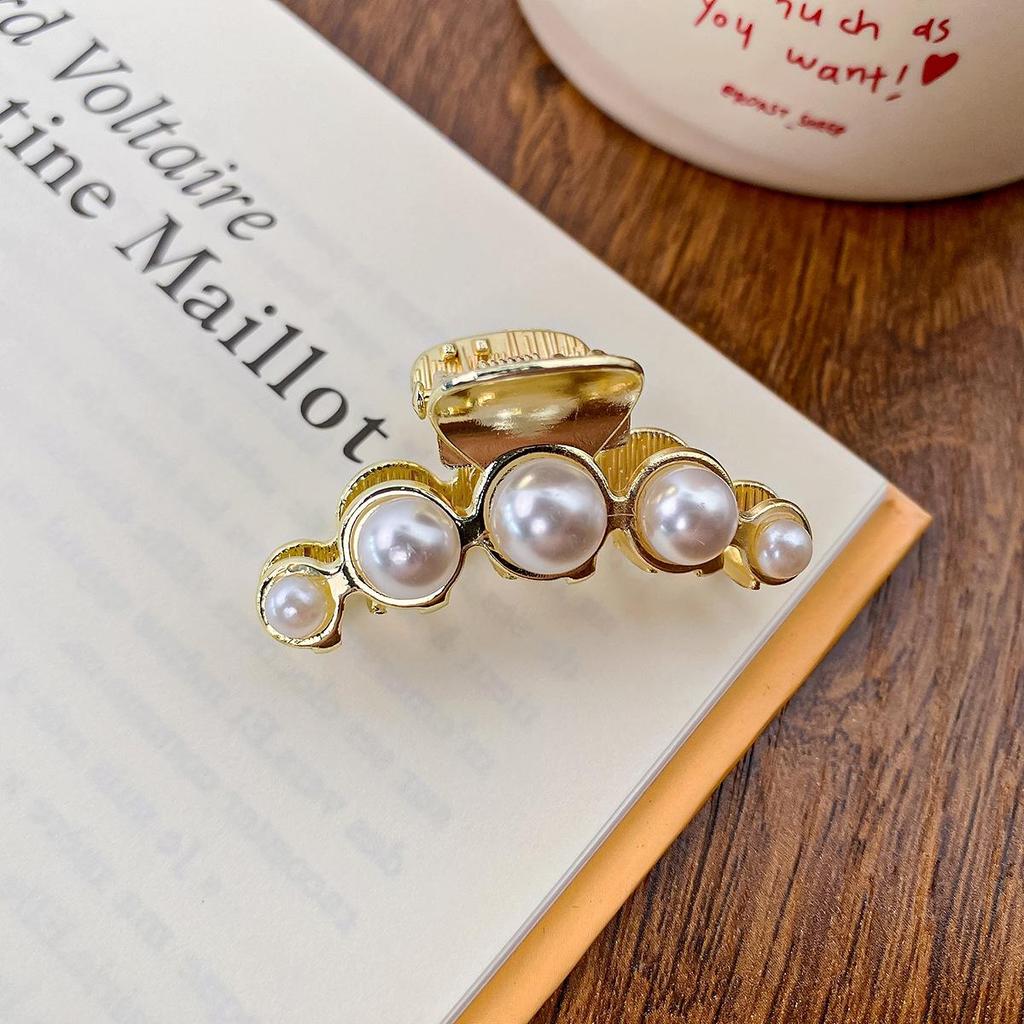 Маленькая заколка для волос Pearl Rhinaute, женская сетчатая заколка для знаменитостей, нежный высокий зажим для хвоста, корейская расширенная заколка для волос с боковым разрезом, головной убор