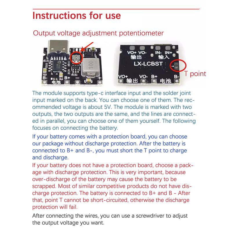 Usb Type-C 2A Lithium Battery Fast Charge Module Lithium Li-Ion 18650 3.7V 4.2V Battery Charger Board Dc-Dc Step Up Boost Module