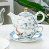 BRBlue Bird Ceramic Coffee Mug Saucer Retro Afternoon Tea Coffee Cup Teapot Saucer Sets Couple Cup Set Home Creative Drinkware MugEY