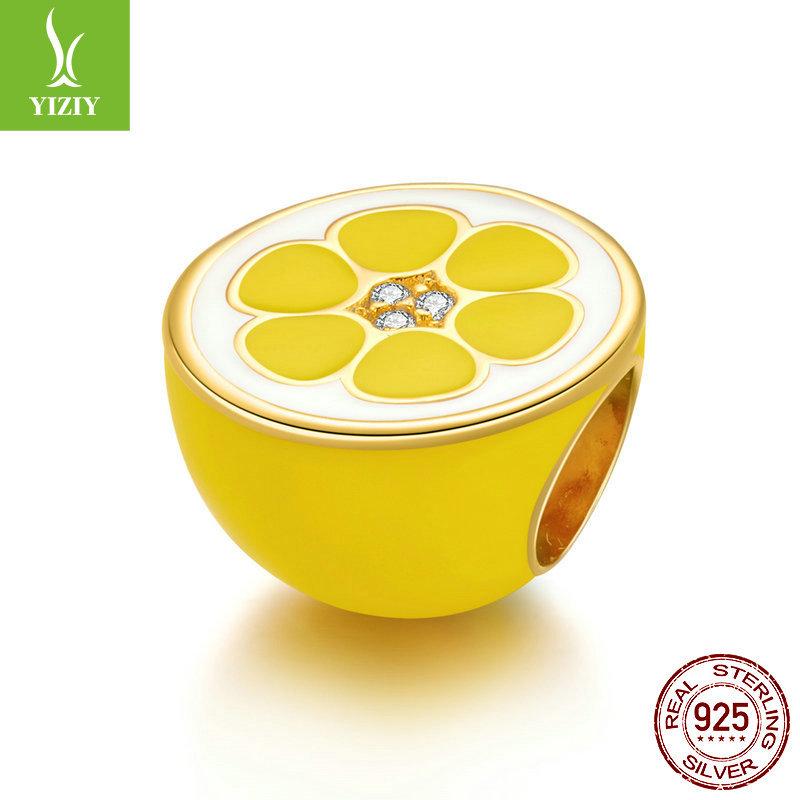 S925 Серебро Коллекция Разноцветных Фруктовых Бусин, Летний Ананас Лимон Сделай Сам Браслет Бисером Аксессуары