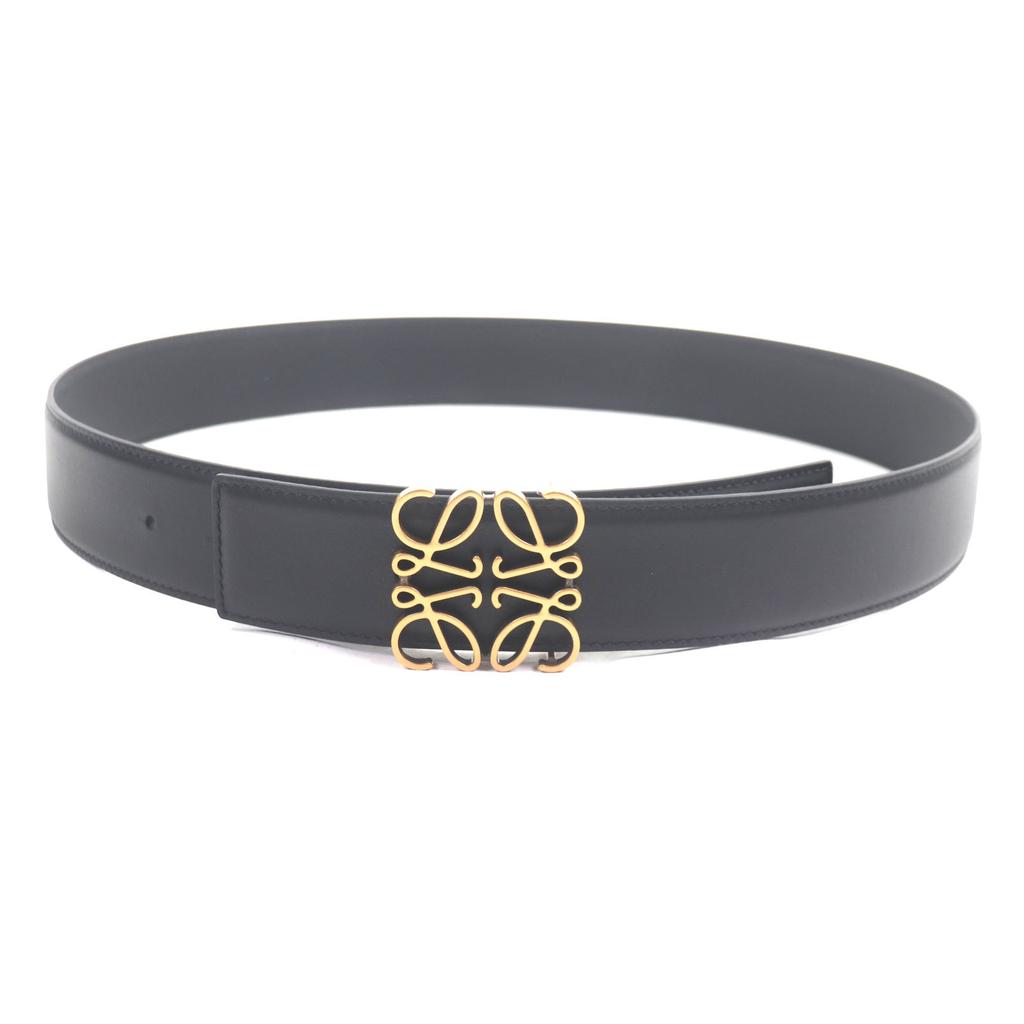 Безупречный ремень LOEWE Пряжка Anagram Унисекс черная кожа мужской Б/у