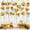 18Pcs Sunflower Hanging Swirls Decorations Sunflower Foil Swirls Ceiling Wall Decor for Birthday Party Wedding Baby Shower