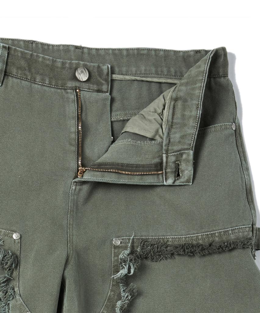 TRAVEL Distressed Twill Pigment Carpenter Pants Union Khaki