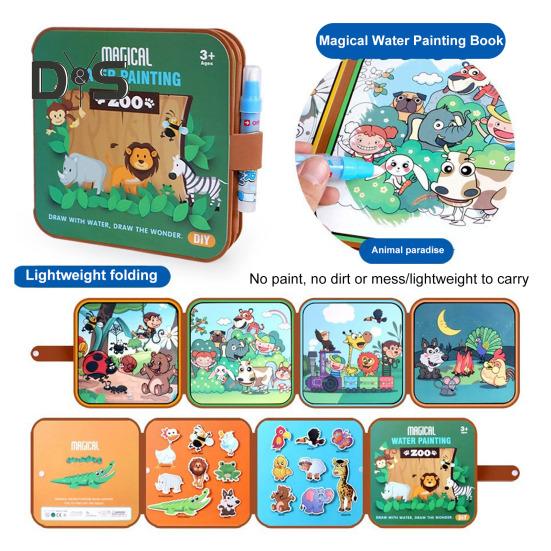 Волшебная водная раскраска для малышей, карманная складная мультяшная акварельная раскраска, обучающая художественная книга для детей