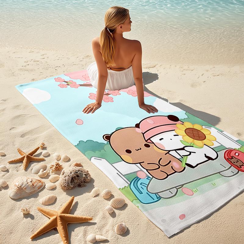 1pc Yier BuBu Bear1 Beach Towel, Comfortable and Thick, and Swimming/Bath/Picnic/Camping Towel, Suitable for Seaside Beaches