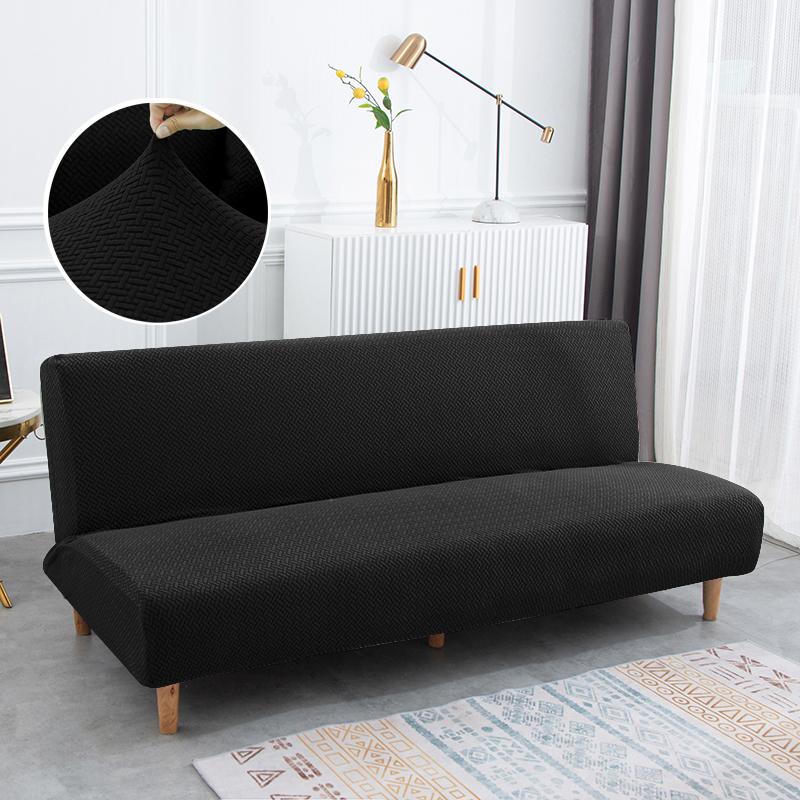 Polar Fleece Fabric Armless Sofa Bed Cover Solid Color Without Armrest Big Elastic Folding Furniture Home Decoration Bench Cover