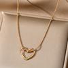 Hollow Love Heart Pendant Necklace Gold Sweater Chains Fashion Clavicle Chain  Women