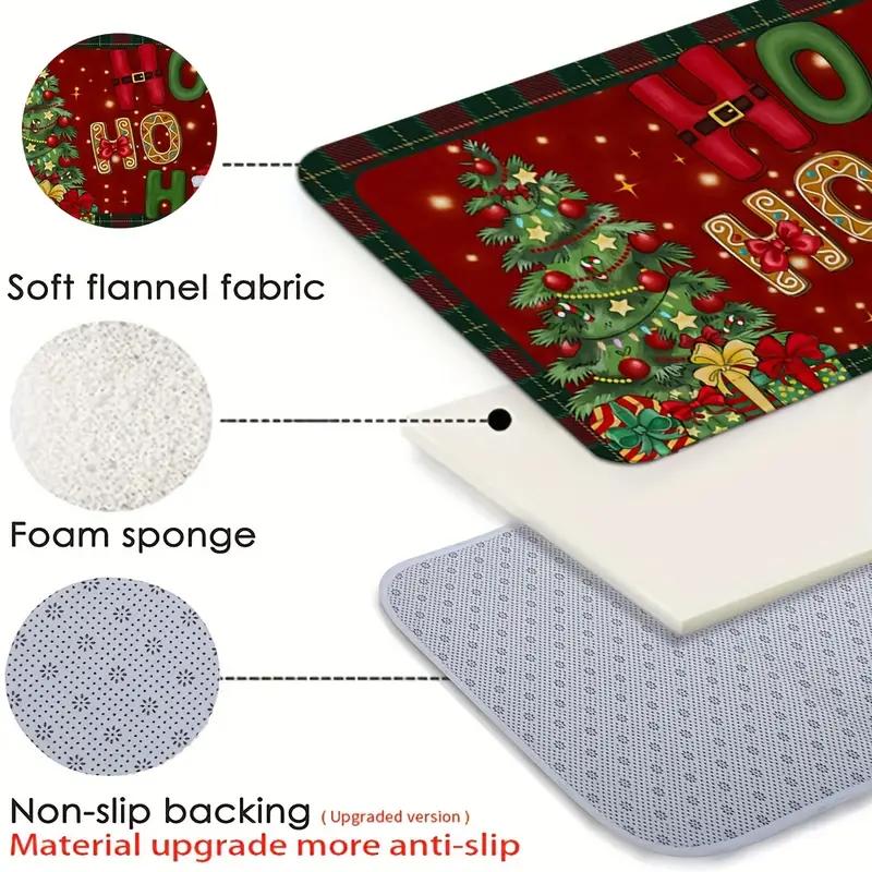 Winter Christmas Rug, Non-Slip Indoor/Outdoor Entryway Doormat, Christmas Tree Decorative Floor Mat, Holiday Home Decor