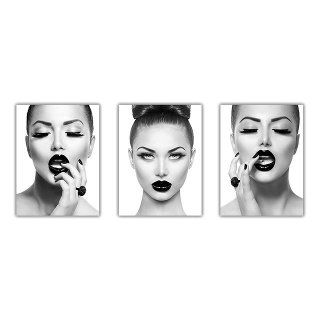 Модное настенное искусство, черный принт для губ, макияж, женский принт, сексуальный женский постер, холст, красота, настенная картина, живопись, домашний декор