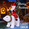 5.91ФТ Надувная игрушка Санта Клаус едет на белом медведе Рождественское украшение для двора, лужайки, вечеринки со светодиодной подсветкой, рождественские товары для дома, украшения