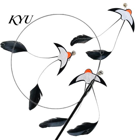 Flying Bird Cat Toy Interactive Swallow Toy, Feather Wand with Bell, for Indoor Cats Hunting Instinct Exercise and Play Bell