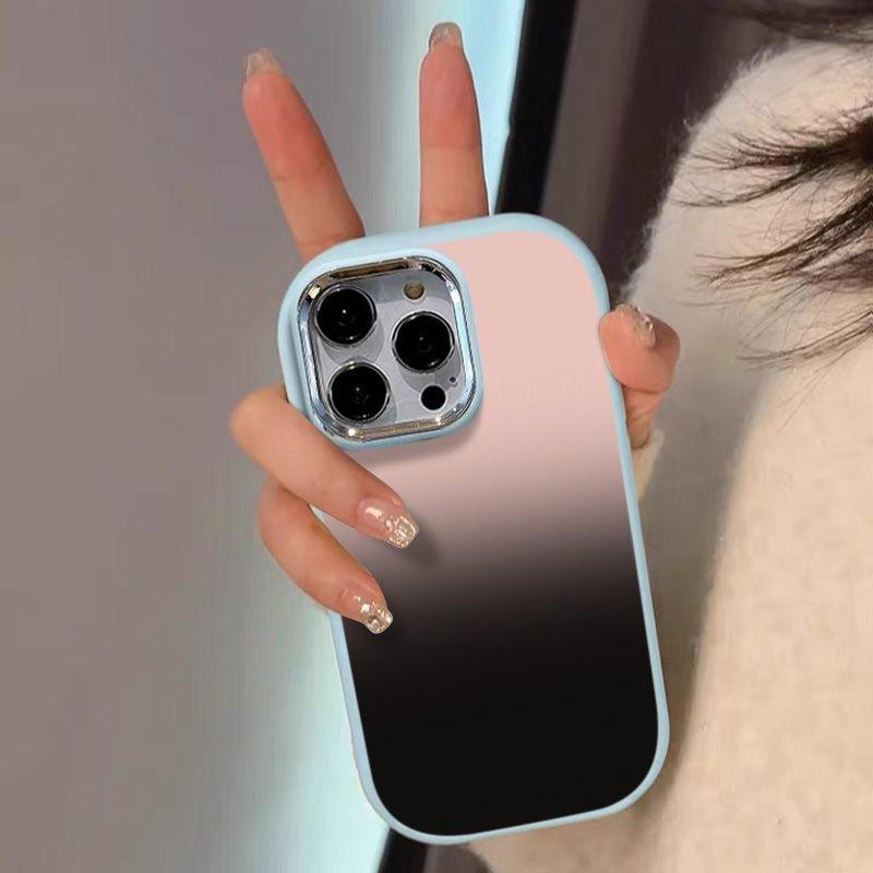 Двухцветный розово-черный чехол для телефона, подходящий для iPhone 16 15 14 13 12 11 Pro/ Max/Plus, задняя крышка, защищающая от отпечатков пальцев и ударов
