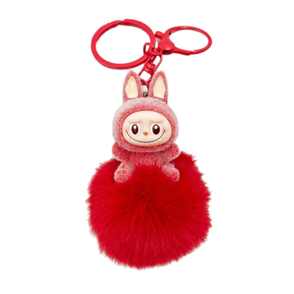 Flocking Fur Ball Keychain Pendant, Car Pendant, Girl Backpack Pendant.