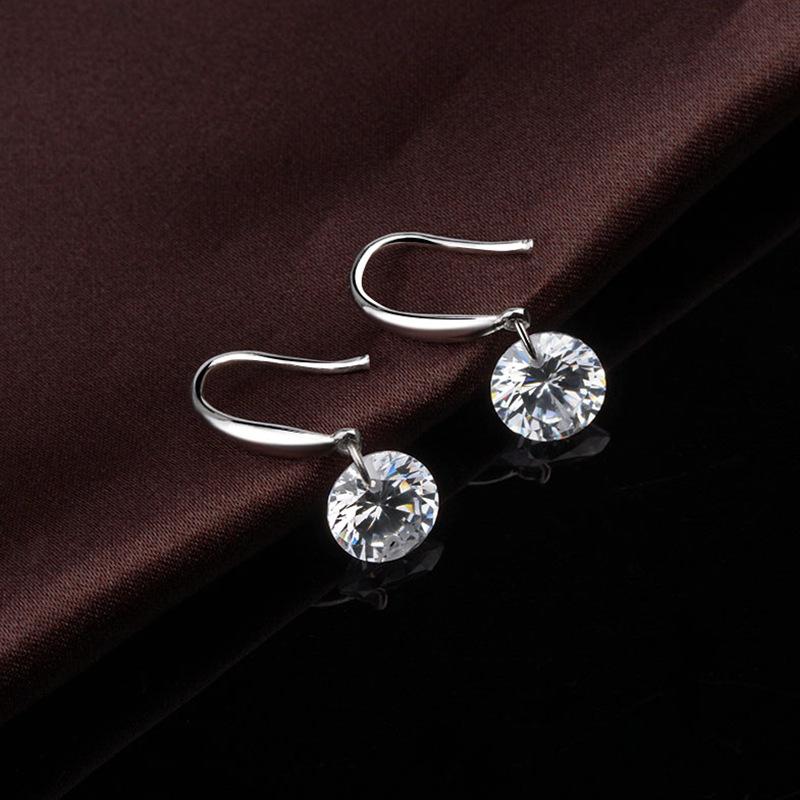 New Round Crystal Zircon Drop Earrings for Women Golden Color Hook Earrings Brief Wedding Party Fashion Jewelry Gift