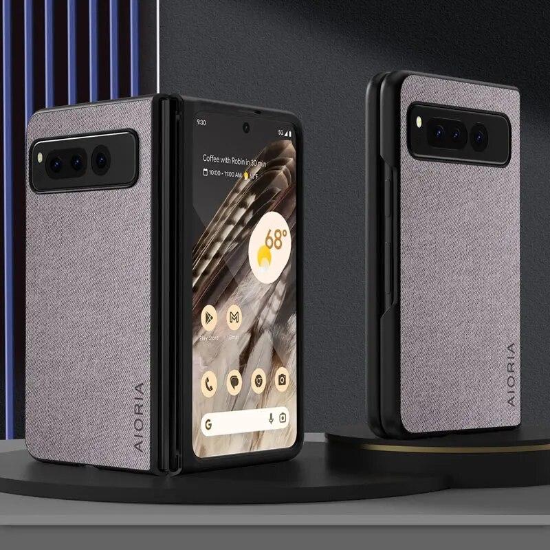 Чехол для Google Pixel Fold 5G, роскошный текстильный кожаный чехол из мягкого ТПУ, жесткий чехол для телефона, чехол для Google Pixel Fold, чехол