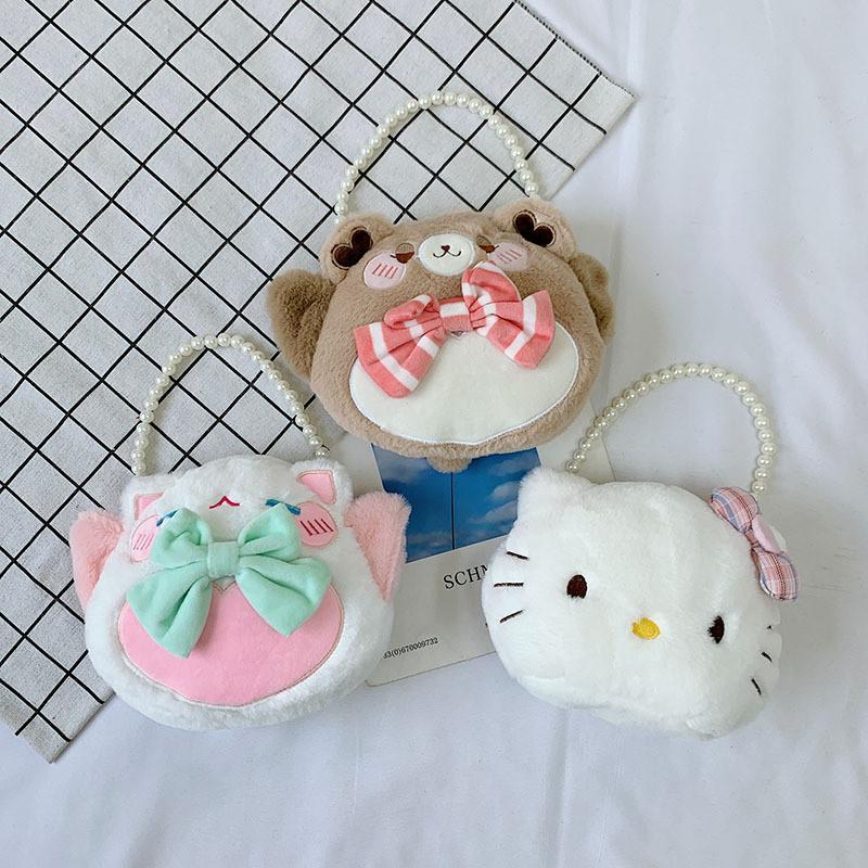Плюшевая копилка-кошелек Hello Kitty Овечка Медвежонок на молнии для детей и девочек