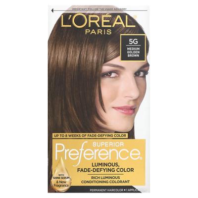 L'Oréal, очень предпочтительный яркий цвет, цвет без обесцвечивания, 5G средне-золотисто-коричневый, 1 раз