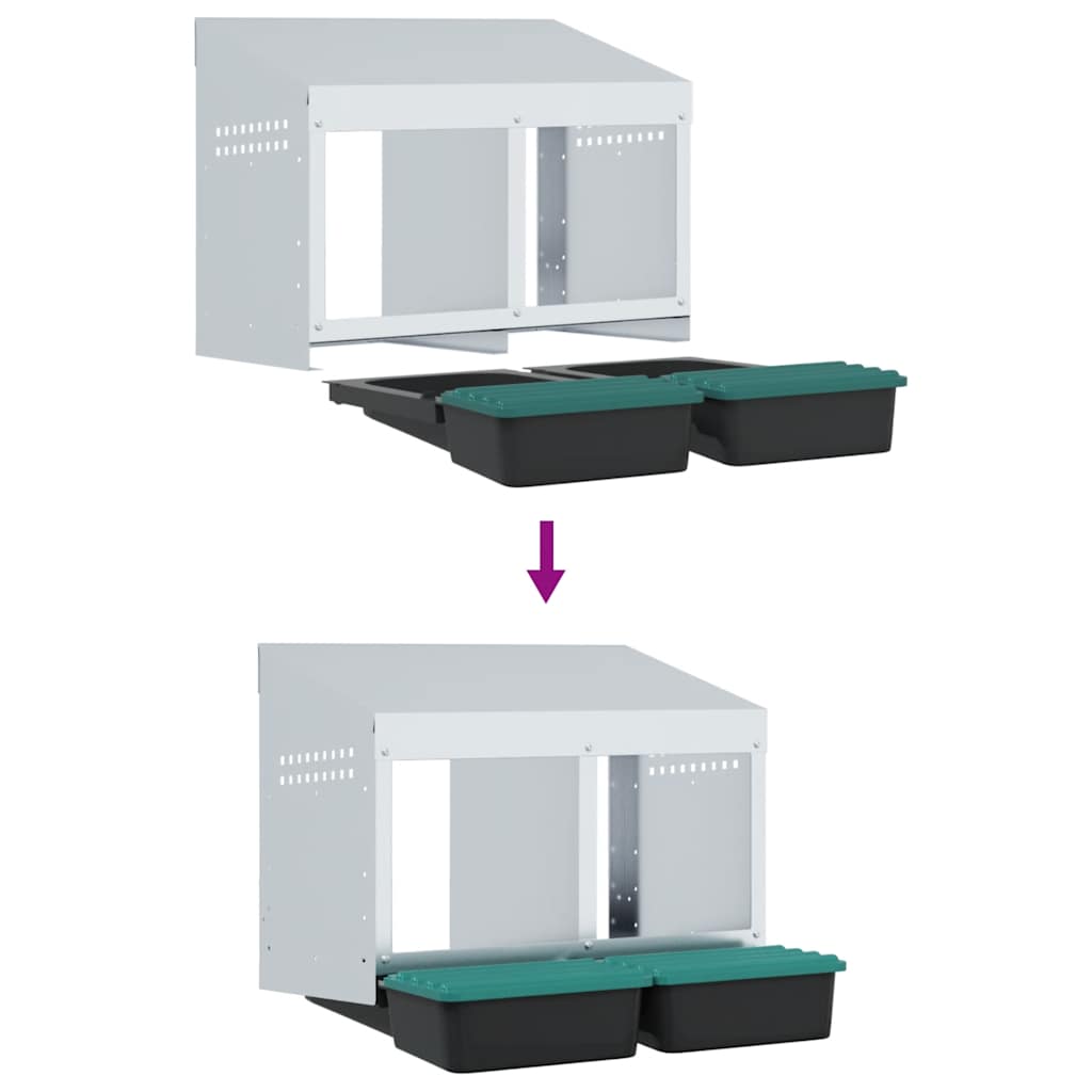 Chicken Nesting Box 2 Compartment Wall Mounted Design Galvanized Steel