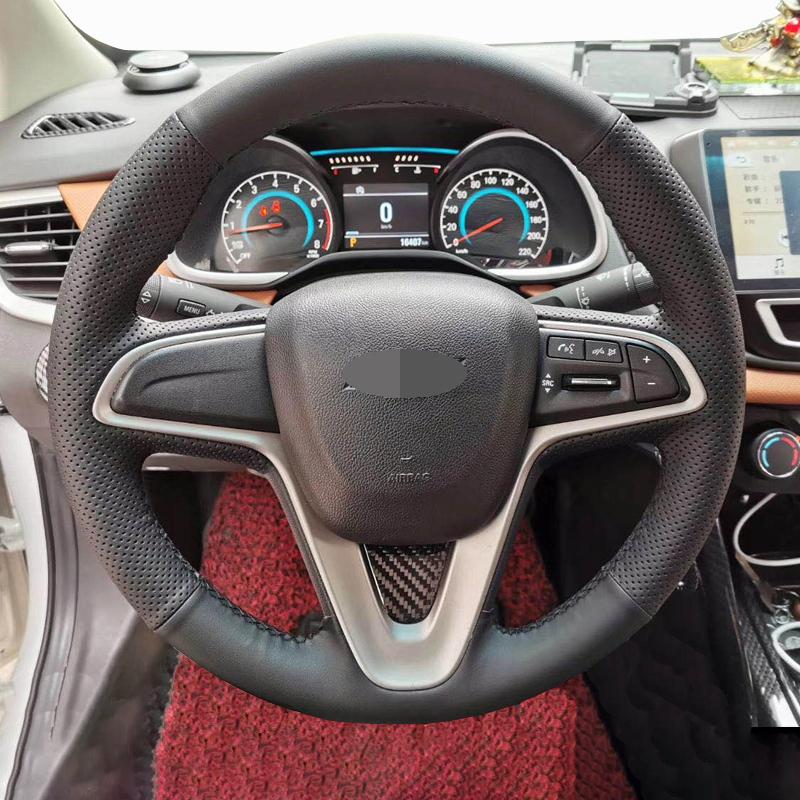 Black  leather Car Steering Wheel Cover For Chevrolet Sail 2015-2017 Lova Aveo 2016 2017 Cavalier 2016 2017