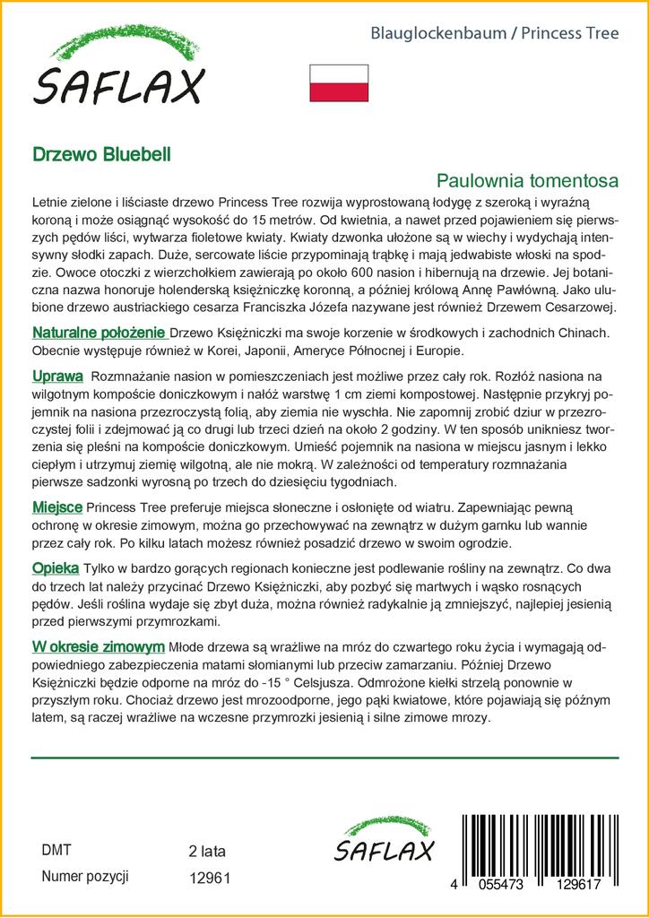 SAFLAX Подарочный набор - Дерево принцессы - 200 семян - С подарочной коробкой, карточкой, этикеткой и субстратом для горшков - Paulownia tomentosa