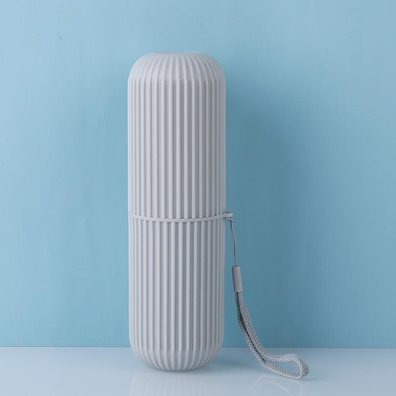 Portable Toothbrushing Wash Tooth Set Bath Room Storage Box Travel Multi-use Toothbrush Case Storage Tube Mouthwash Cup Vertical Stripes Unique