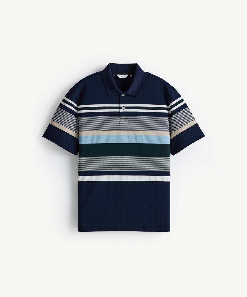 STCO Diems Ripple Weave Striped Round Short Sleeve T-Shirt_Navy (Classic Fit)_Dtsxb13Ctn
