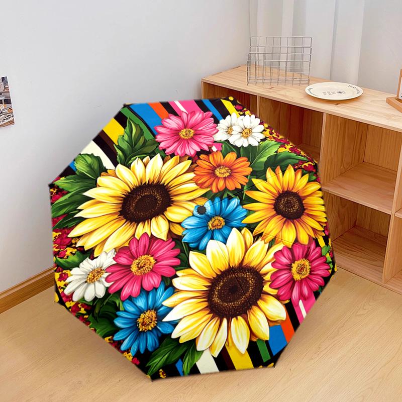 1 шт. Автоматический складной зонт - Рисунок подсолнухов, Портативный и складной дизайн с 8 спицами, Подарки на Рождество и день рождения
