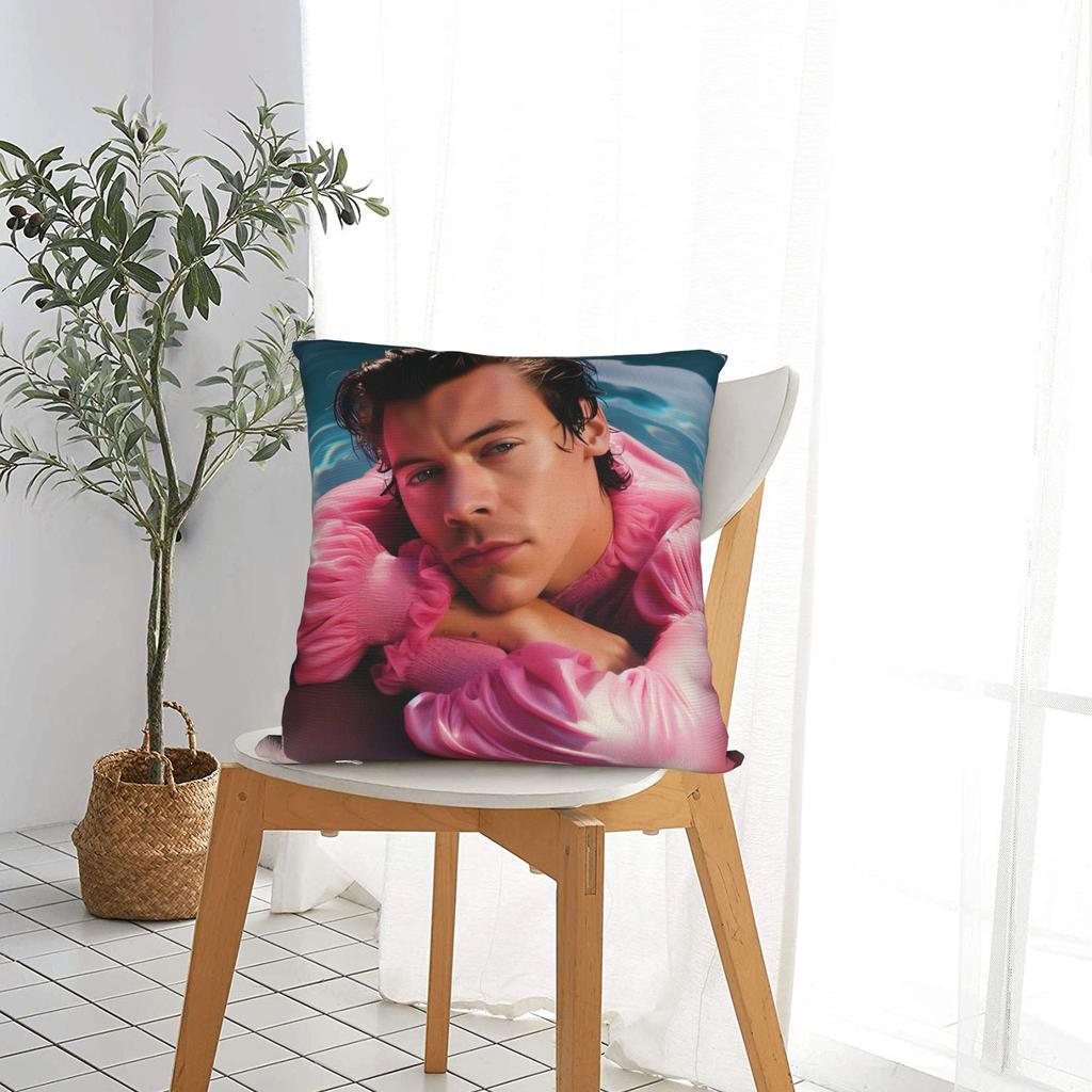 Kiss All The Time Pink Square Pillow Case Harrys Music Styles Cushion Covers Funny Decorative Pillowcover For Sofa 45*45Cm