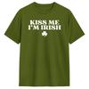 Vintage Kiss Me Im Irish Funny St Patricks Day TShirts Men Round Collar Cotton T Shirts  Short Sleeve Tees Gift Idea Tops