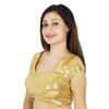 Stitched Blouse Beige Wedding Party Wear Ready-Made Dense Sequins Crop-Top