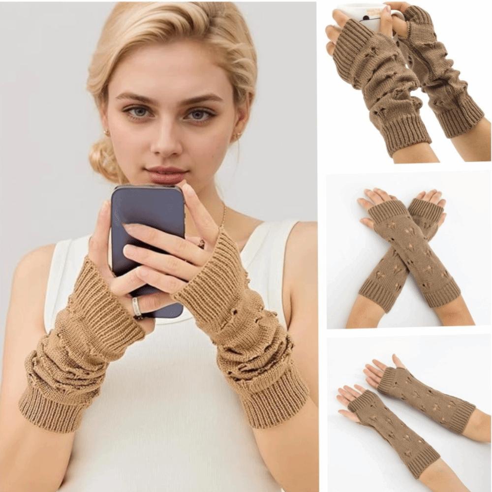 Crochet Warmer Knitted Arm Gloves Hollow Out Design Long Mittens Knitting Gloves Lolita Style