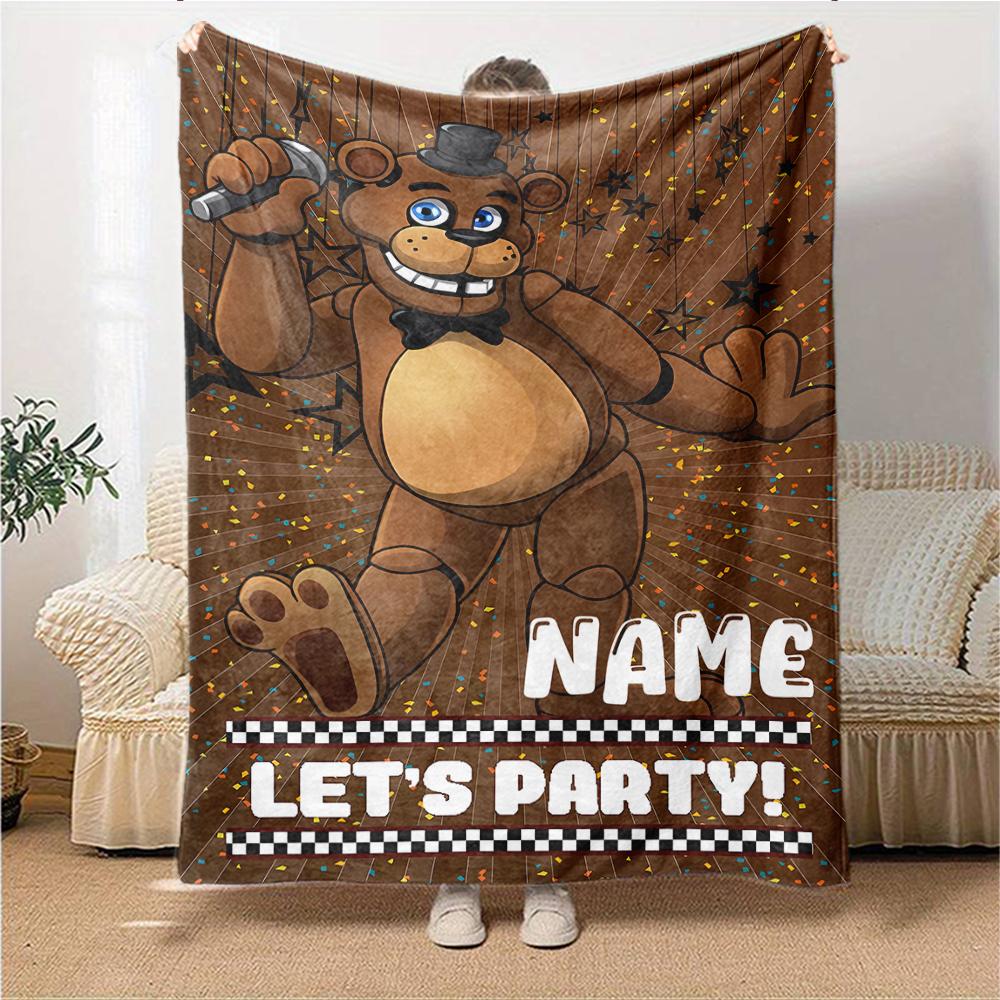 Custom Name Five Nights Freddy'S Party Blanket For Couch Bed Plush Cozy Fuzzy Blanket Super Soft Warm Blankets For Fall And Winter 0916217