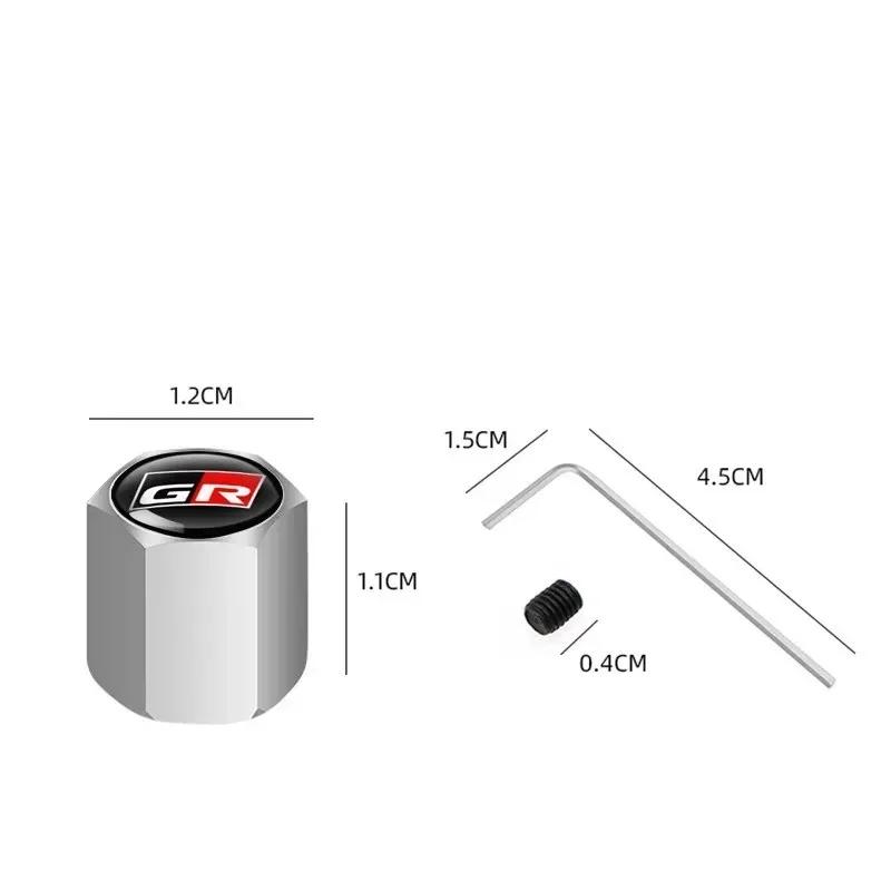 YDEM7 Alloy Anti-Theft Tire Valve Caps Car Wheel Stem Rim Caps Covers For Toyota GR Sport Yaris Corolla Hilux Supra C-HR Accessories