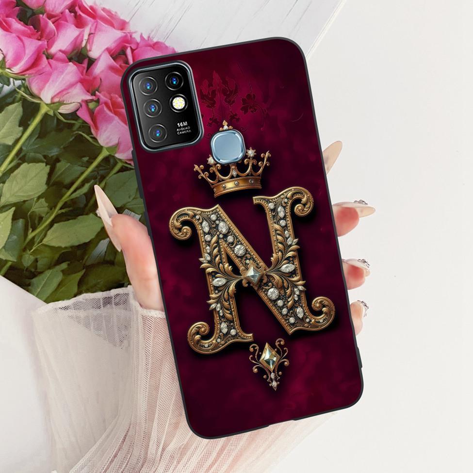 For Infinix Hot 10 Case Cover Luxury A-Z Letters 2D Painted Silicone Bumper For Infinix Hot10 X682B X682C Casing