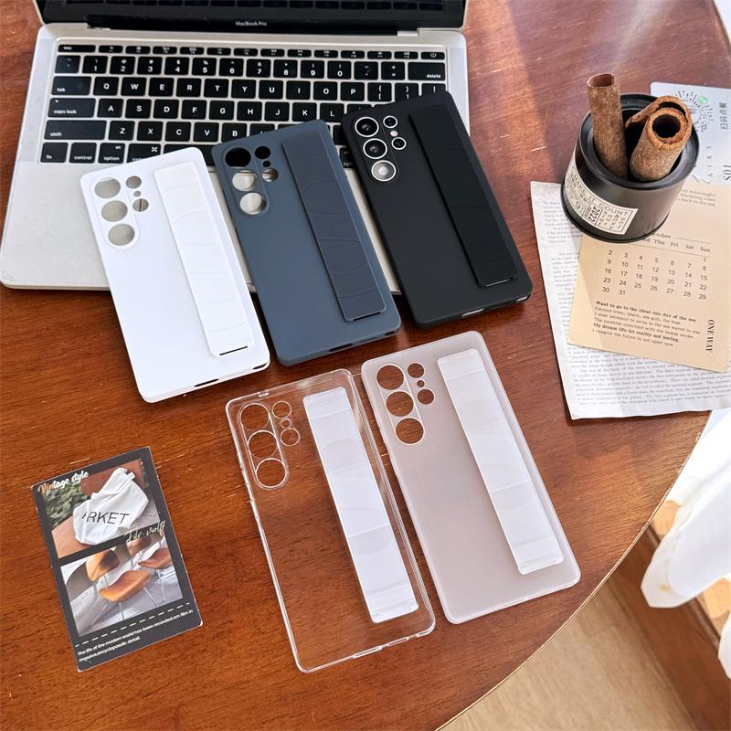 Роскошный матовый эластичный силиконовый ремешок для телефона Samsung S25 S24 S23 Ultra S25 Plus Жесткий ПК Прозрачный противоударный чехол
