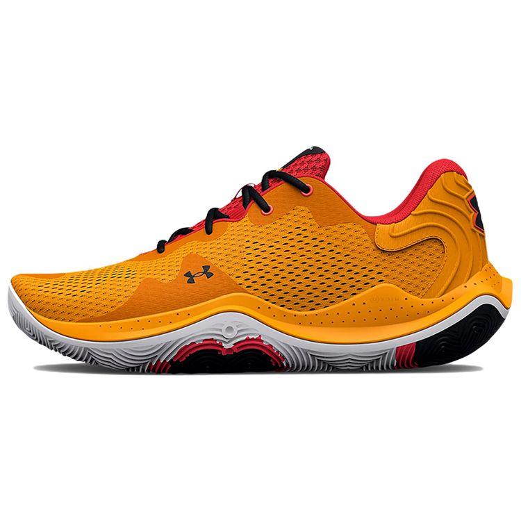 Under Armour Spawn 4 Round Toe Lace-Up Shock Absorbing Non-Slip Wear-Resistant Low-Top Basketball Shoes Men Sneaker Yellow Orange 3024971-800