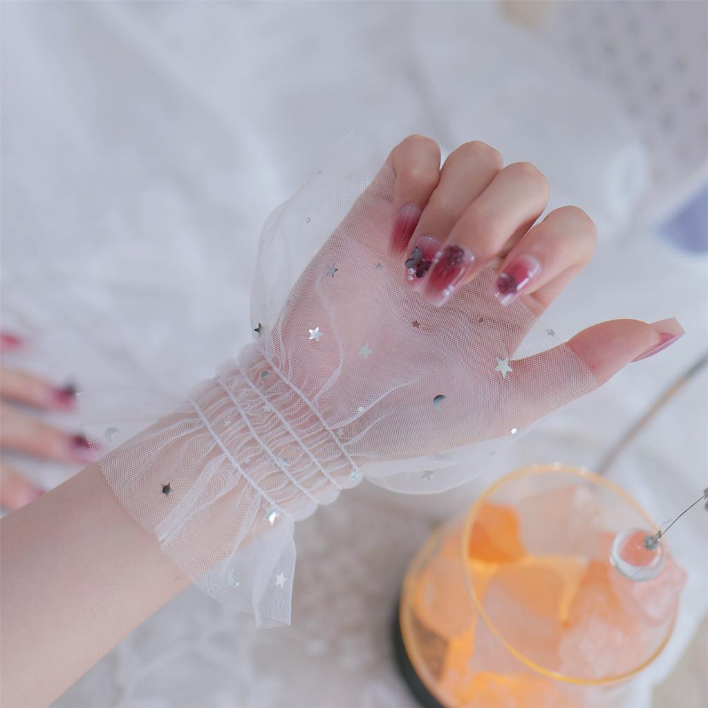 Star Glitters Mesh Arm Sleeves For Nail Photography Studio Breathable Shining Cuff Sleeves Armwear Fashion Accessories