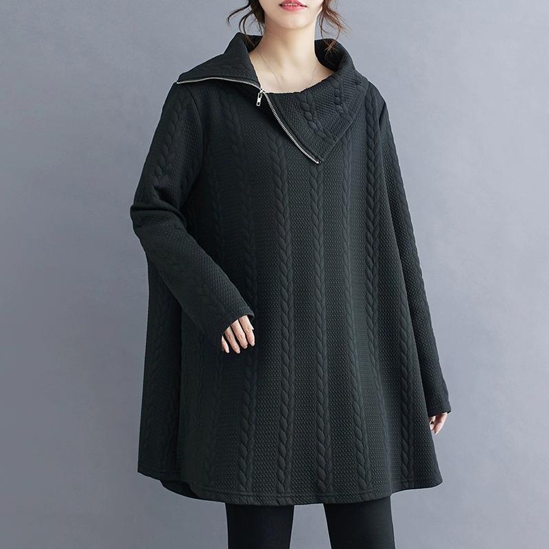 Dimanaf 2024 Плюс Размер Осень Однотонная Футболка Женская Новая С Капюшоном Молния Пуловер Длинный Рукав Свободные Модные Топы Футболки