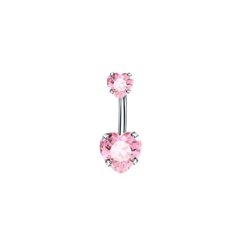 Heart Crystal Belly Button Rings Shiny Silver Stainless Steel Piercing Jewelry for Beach Holiday Accessories