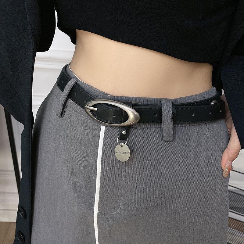 New Y2K Women PU Leather Belt Retro Star Moon Decoration Pin Buckle Waistband For Dress Jeans Decoration Waist Strap Accessories