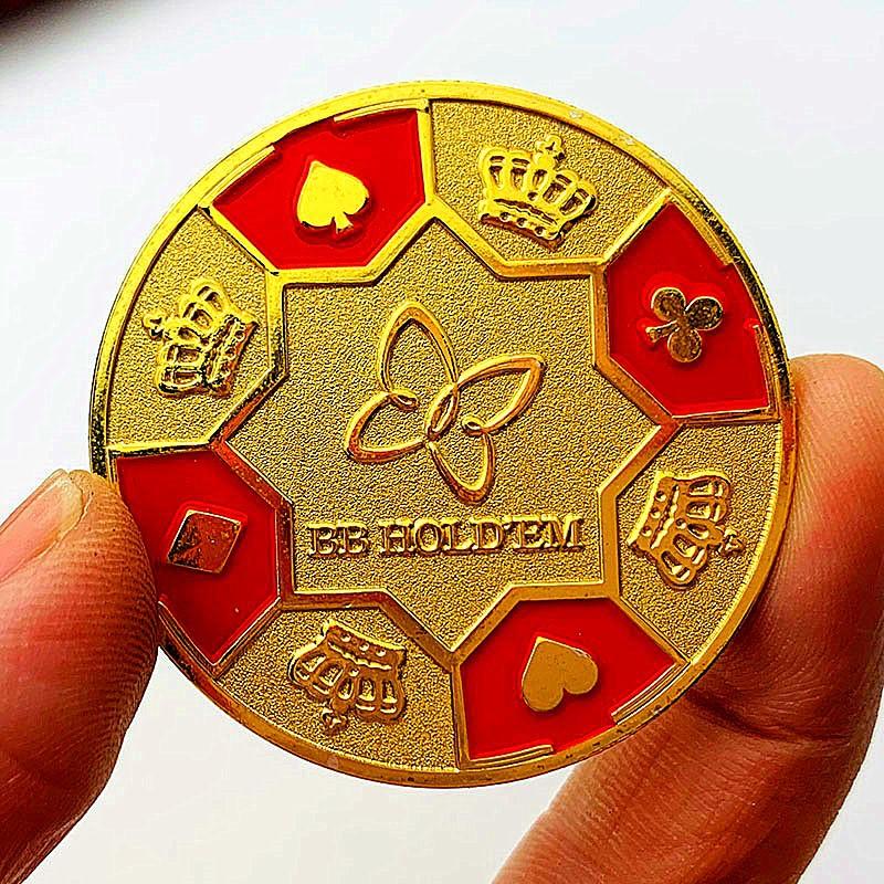 Crown Love Gold Coin, Love Gold Plated Chip Commemorative Medal, Play with Creative Gold Coins, Red Heart Coins, Commemorative Coins