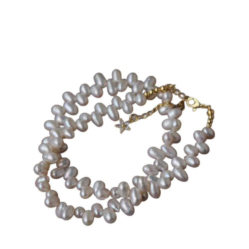 New design, minimalist style, natural freshwater pearl, purple baroque teardrop, delicate and luxurious, niche necklace for women
