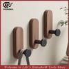 Self Adhesive Mounted Hook Walnut Wood Wall Hooks For Hanging Coat Towel Clothes Blanket Hat Backpack Robe Entryway Key Holder