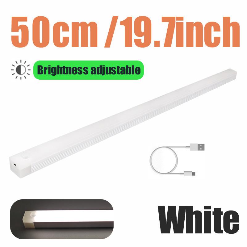 Светодиодная лампа с датчиком движения 50/30/20 см, перезаряжаемая через USB, магнитный ночник, индукционная подсветка для шкафа, гардероба