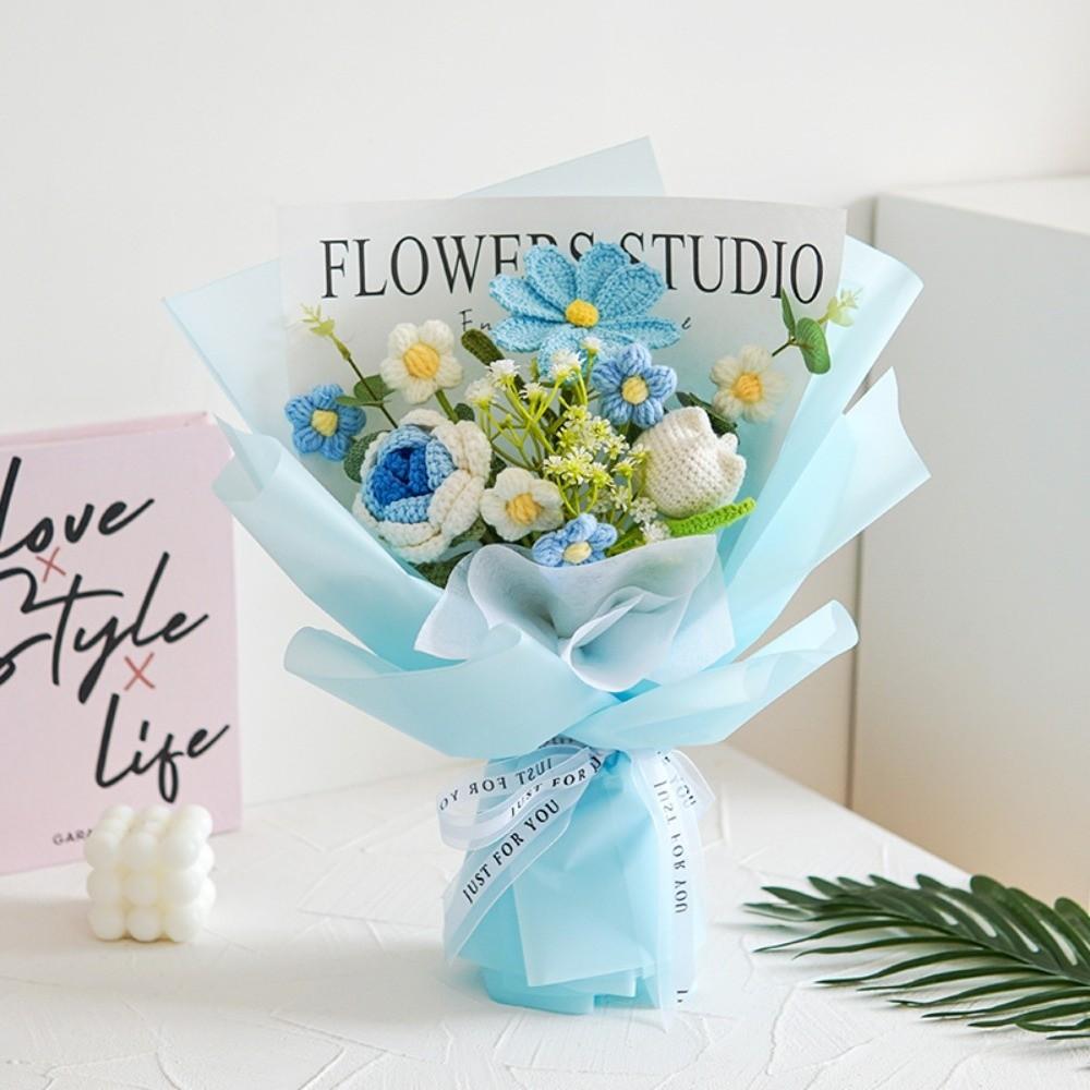 Handmade Gift Bouquet Roses Knitted Artificial Flowers New Knitted Bouquets Mother's Day