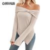 Autumn and Winter Ladies Off-the-shoulder Long-sleeve Blouse Fashion One-shoulder Slim Open Shirt