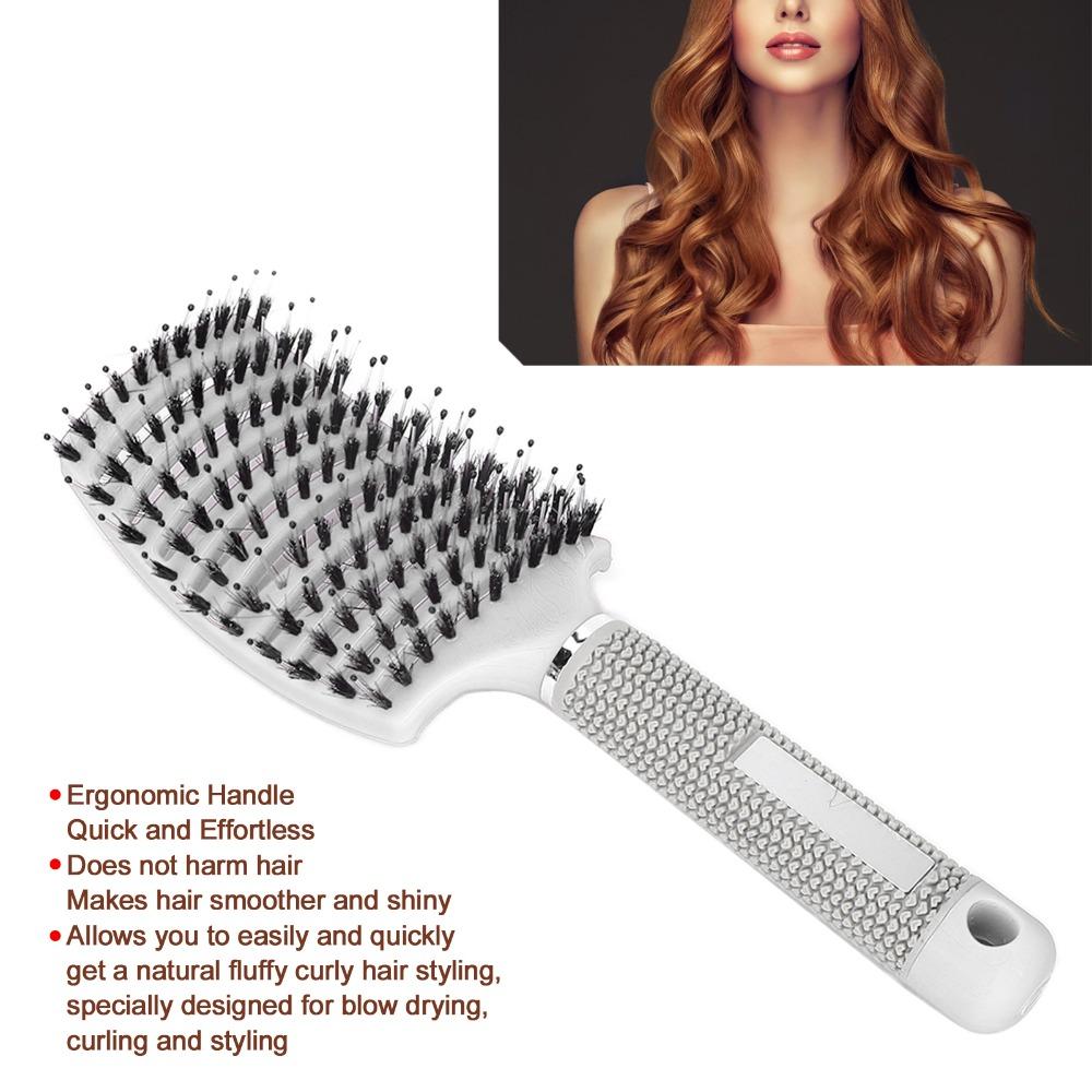 Soft Bristle Detangling Hair Brush Curved Design Anti Frizz Hair Comb For Curly Wavy Straight Hair