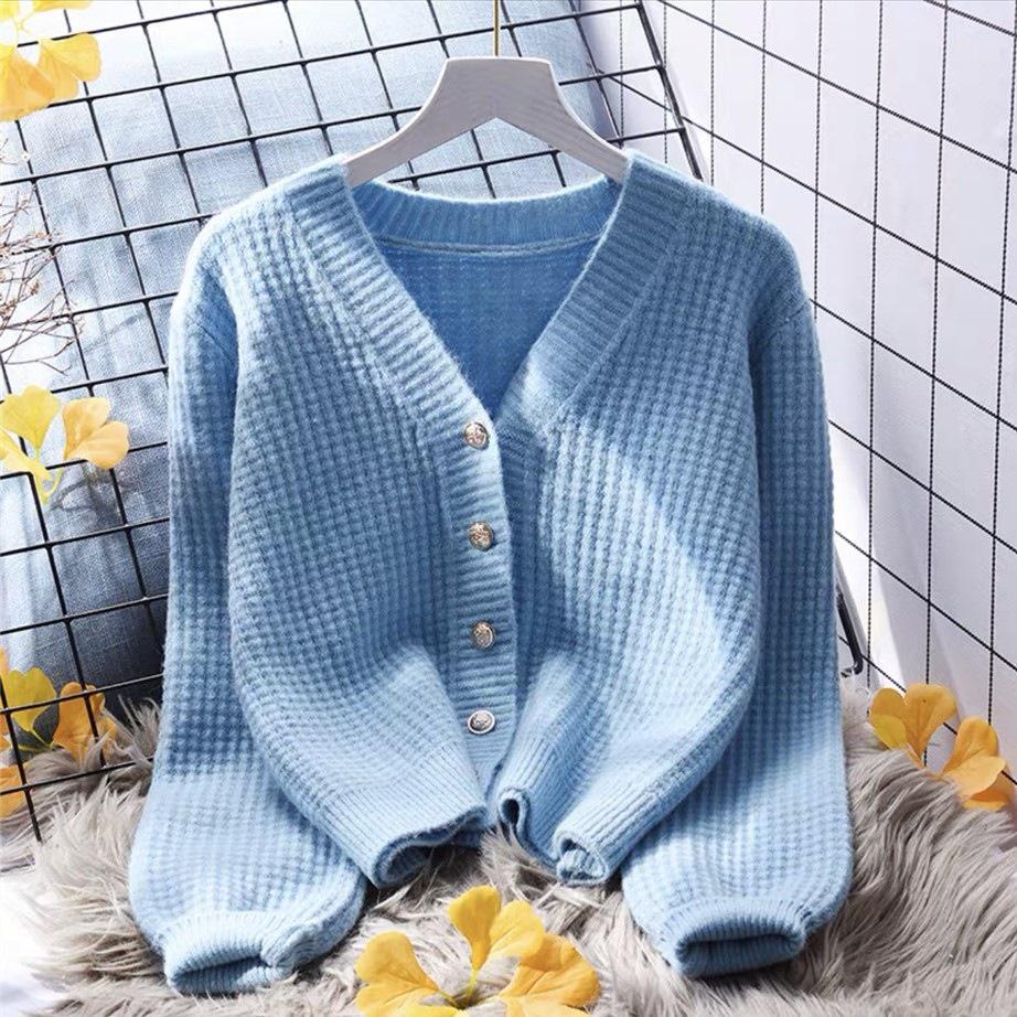 Women's Fresh Knit Cardigan, Short Style Outerwear, 2023 Spring Loose Sweater Jacket, Single-Breasted Top