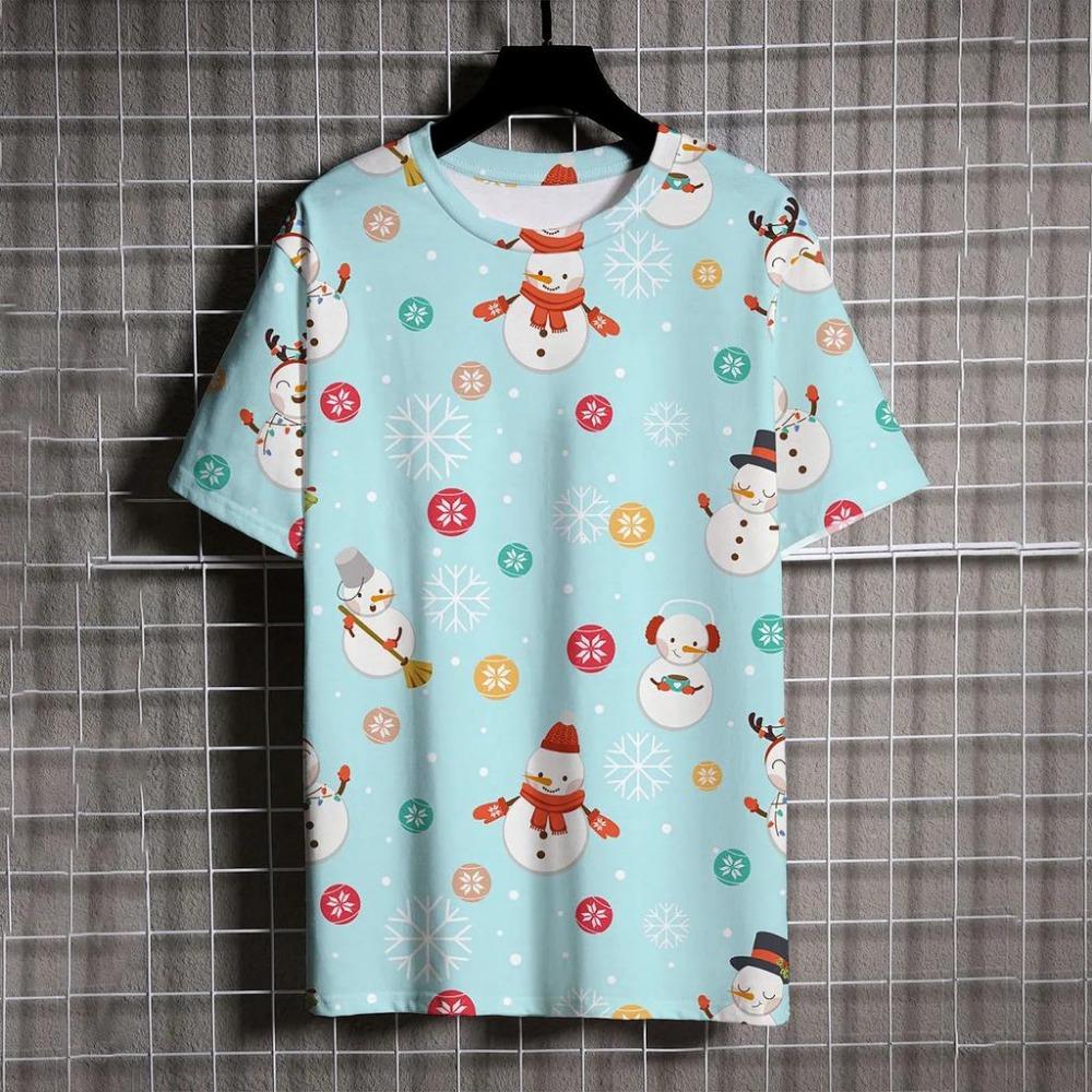 Детская мультяшная футболка с Санта-Клаусом, мужская и женская повседневная футболка с коротким рукавом, детский рождественский подарок